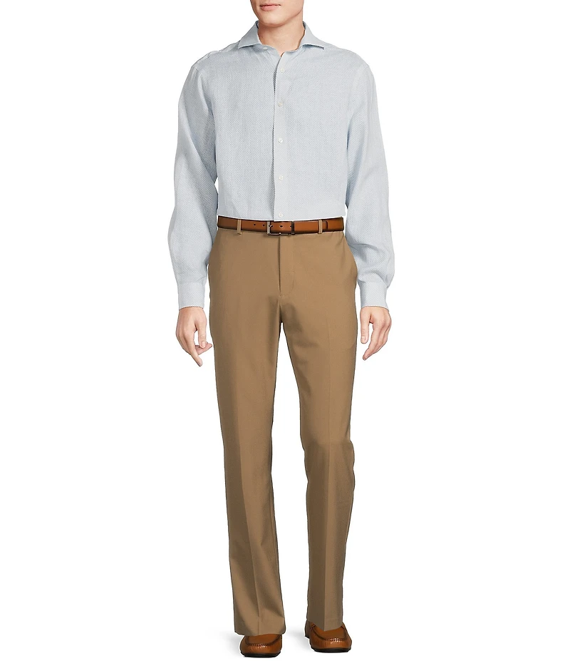 Daniel Cremieux Signature Label Albini Linen Wind Geo Print Long Sleeve Woven Shirt