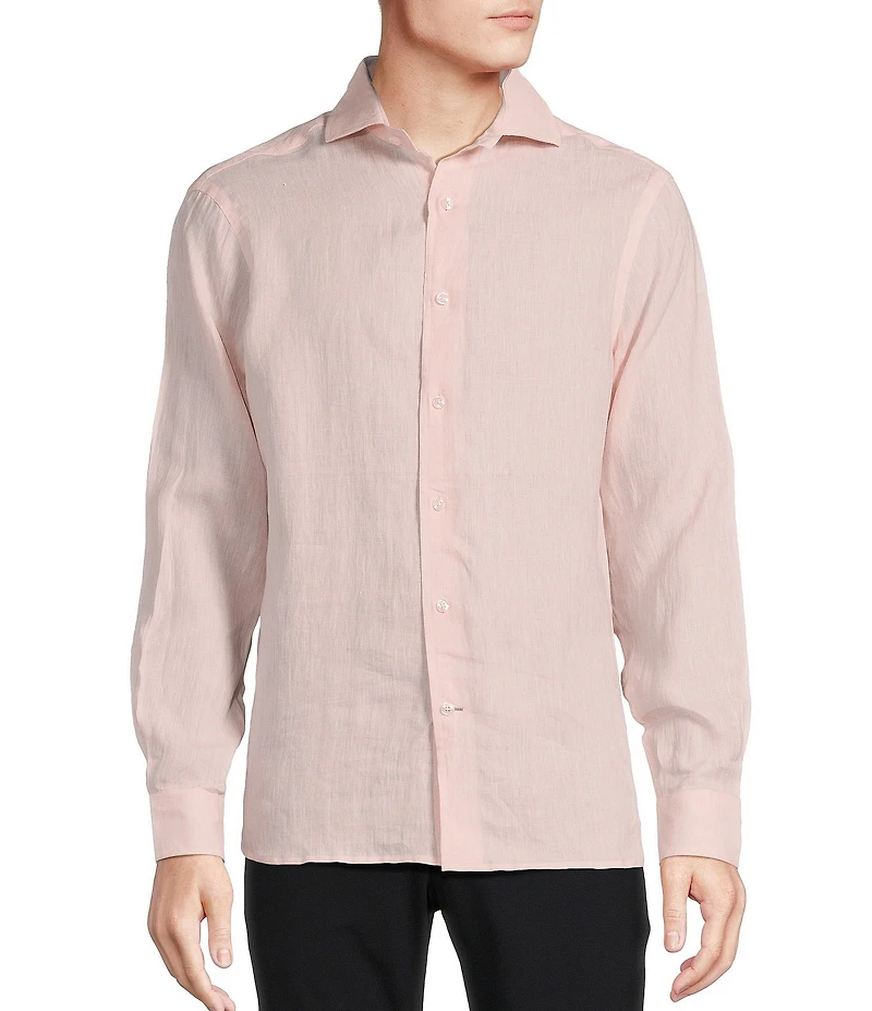 Daniel Cremieux Signature Label Albini Solid Linen Long Sleeve Woven Shirt