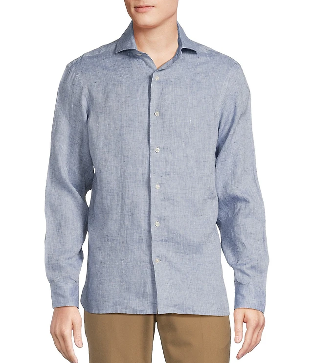 Perry Ellis Solid Linen Long Sleeve Woven Shirt at Hamilton Place