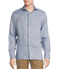Daniel Cremieux Signature Label Albini Solid Linen Long Sleeve Woven Shirt