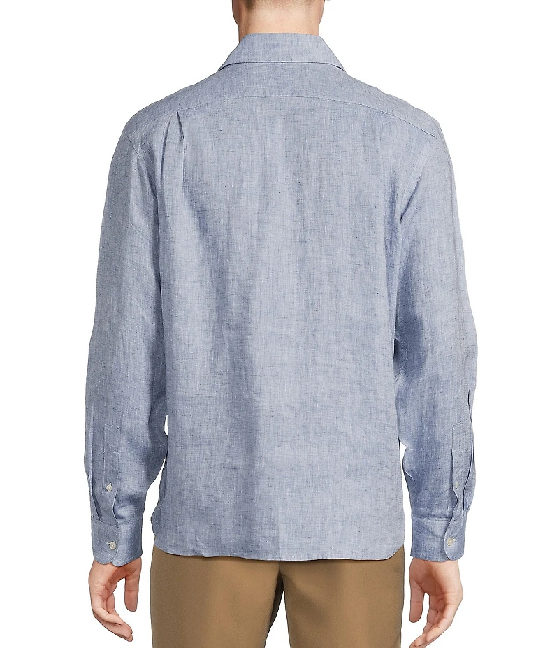 Daniel Cremieux Signature Label Albini Solid Linen Long Sleeve Woven Shirt
