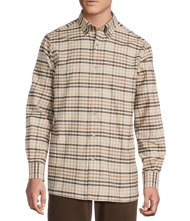Daniel Cremieux Signature Label Check Cashmere Blend Long Sleeve Woven Shirt