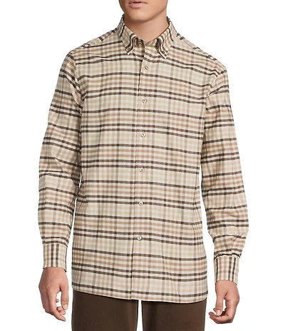 Daniel Cremieux Signature Label Check Cashmere Blend Long Sleeve Woven Shirt