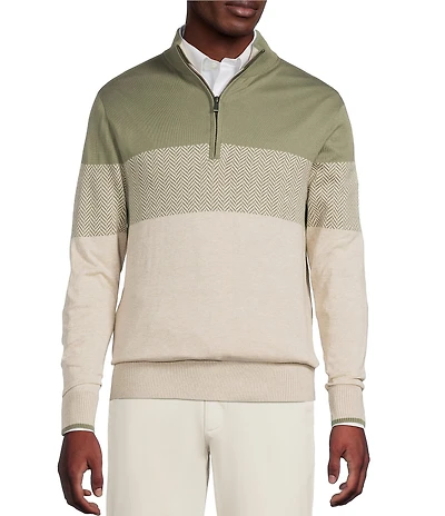 Daniel Cremieux Signature Label Color Block Quarter-Zip Pullover