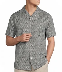 Daniel Cremieux Signature Label Dark Floral Print Short Sleeve Woven Camp Shirt