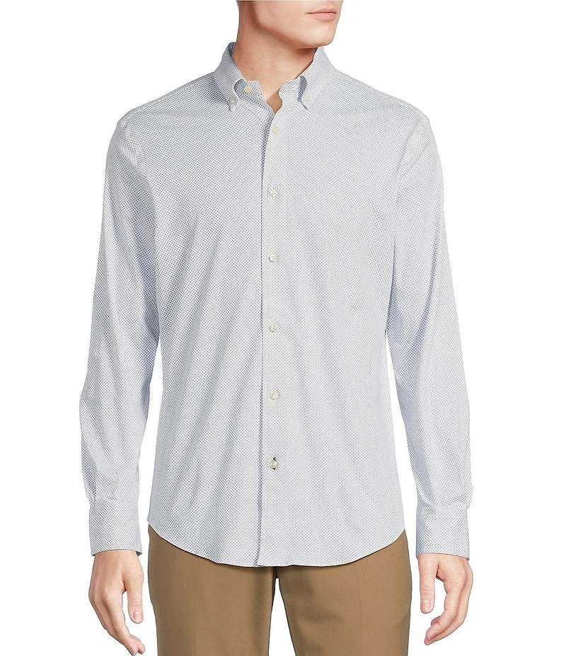 Daniel Cremieux Signature Label Diamond Print Luxe Stretch Long Sleeve Woven Shirt