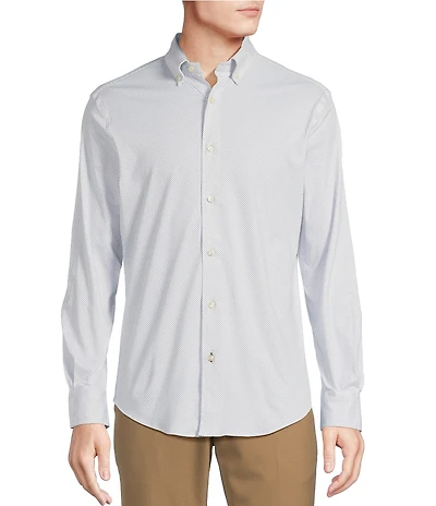 Daniel Cremieux Signature Label Diamond Print Luxe Stretch Long Sleeve Woven Shirt