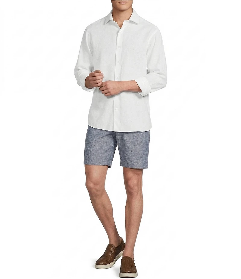 Daniel Cremieux Signature Label Flat Front Linen 8#double; Inseam Shorts