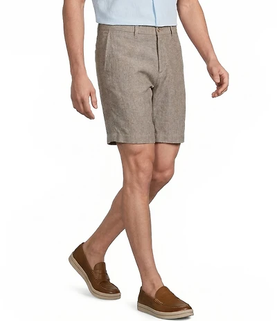 Daniel Cremieux Signature Label Flat Front Linen 8#double; Inseam Shorts