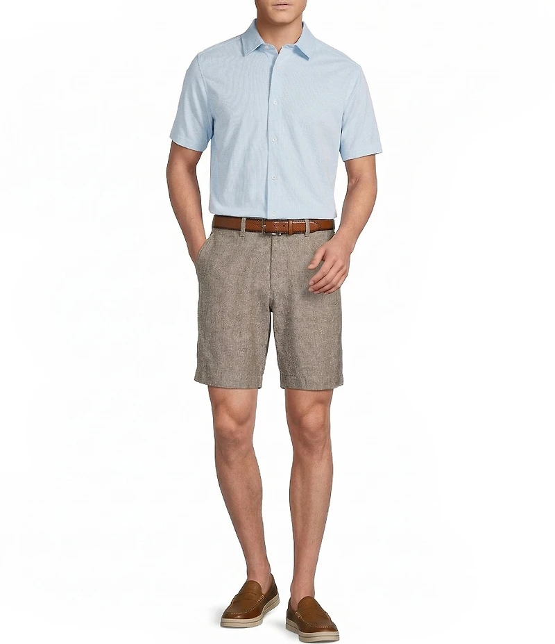 Daniel Cremieux Signature Label Flat Front Linen 8#double; Inseam Shorts