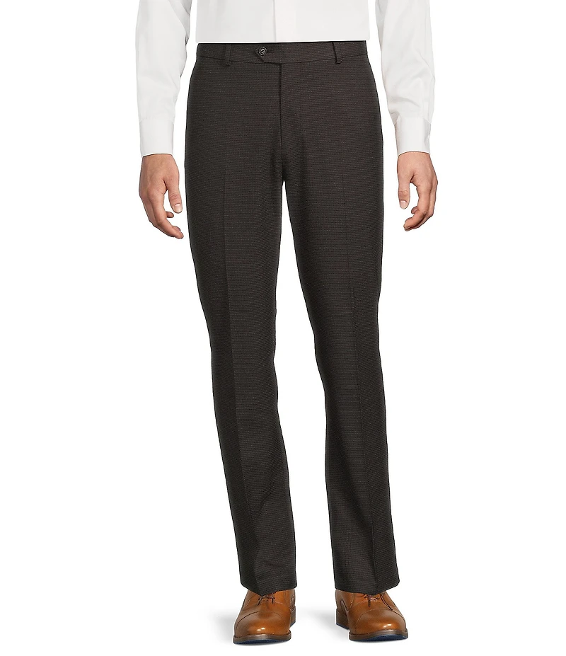 Daniel Cremieux Signature Label Flat Front Stretch Houndstooth Dress Pants