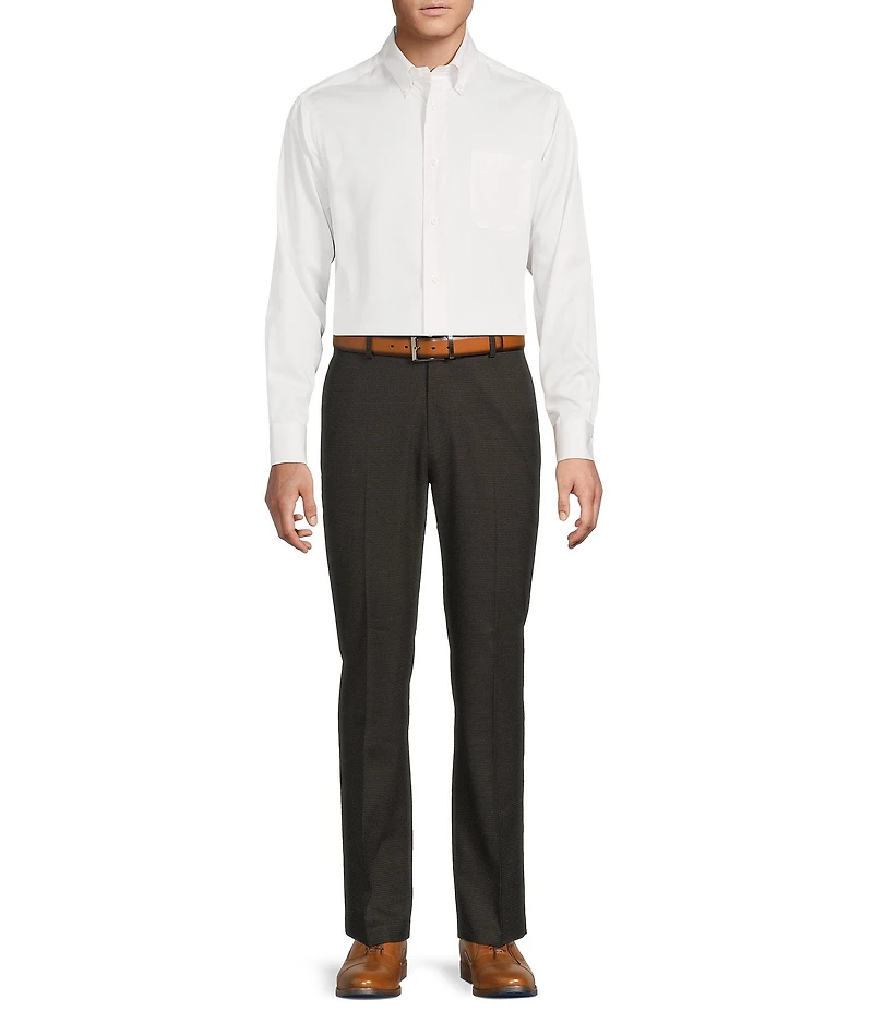 Daniel Cremieux Signature Label Flat Front Stretch Houndstooth Dress Pants