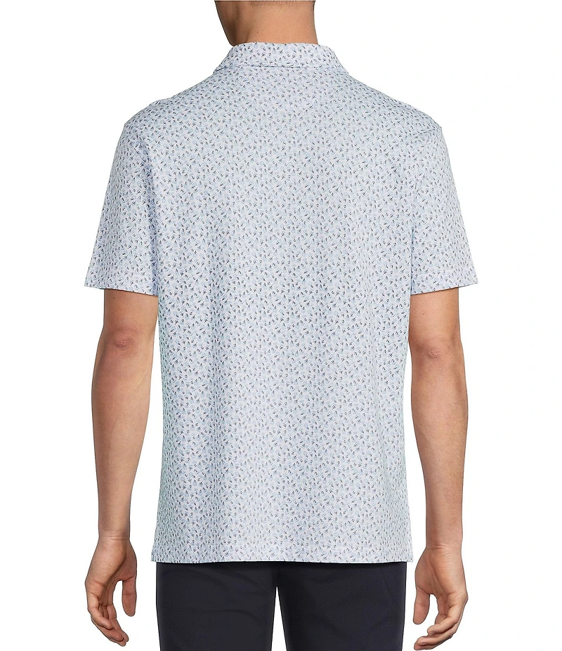 Daniel Cremieux Signature Label Floral Print Pique Jersey Short Sleeve Polo Shirt
