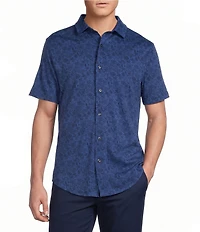 Daniel Cremieux Signature Label Floral Print Short Sleeve Coat Front Shirt