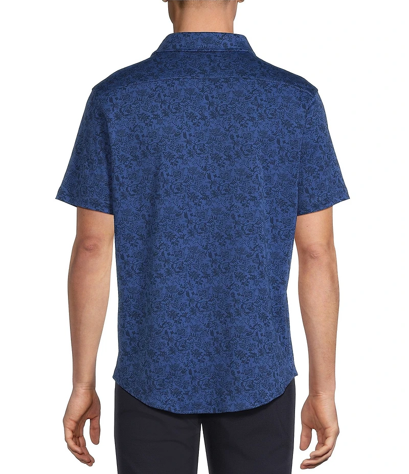 Daniel Cremieux Signature Label Floral Print Short Sleeve Coat Front Shirt