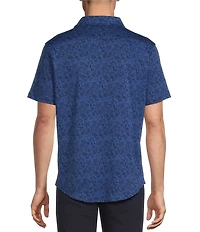 Daniel Cremieux Signature Label Floral Print Short Sleeve Coat Front Shirt