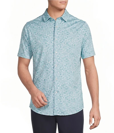 Daniel Cremieux Signature Label Floral Print Short Sleeve Coatfront Shirt