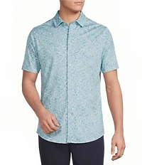 Daniel Cremieux Signature Label Floral Print Short Sleeve Coatfront Shirt