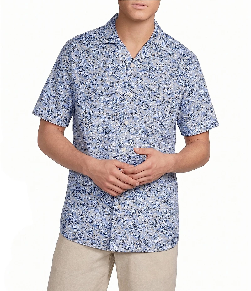 Daniel Cremieux Signature Label Floral Print Short Sleeve Woven Camp Shirt