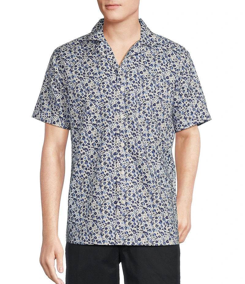 Daniel Cremieux Signature Label Mini Floral Print Short Sleeve Woven Camp Shirt