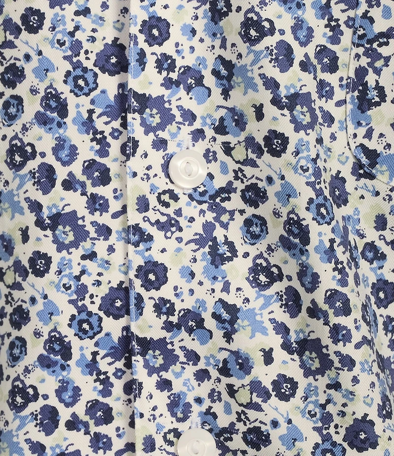 Daniel Cremieux Signature Label Mini Floral Print Short Sleeve Woven Camp Shirt