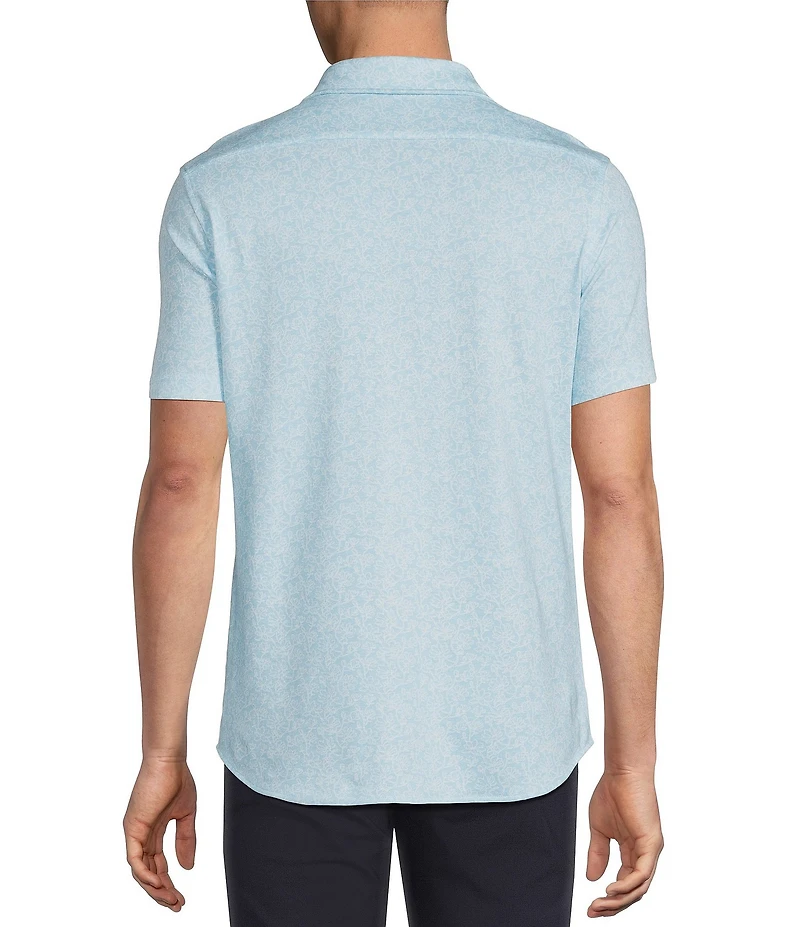 Daniel Cremieux Signature Label Floral Printed Jersey Jacquard Short Sleeve Button Front Shirt