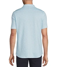 Daniel Cremieux Signature Label Floral Printed Jersey Jacquard Short Sleeve Button Front Shirt