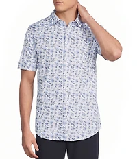 Daniel Cremieux Signature Label Floral Printed Short Sleeve Coatfront Shirt