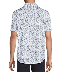 Daniel Cremieux Signature Label Floral Printed Short Sleeve Coatfront Shirt
