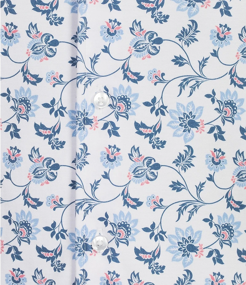 Daniel Cremieux Signature Label Floral Printed Short Sleeve Coatfront Shirt