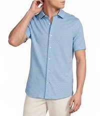 Daniel Cremieux Signature Label Geo Printed Jersey Jacquard Short Sleeve Button Front Shirt