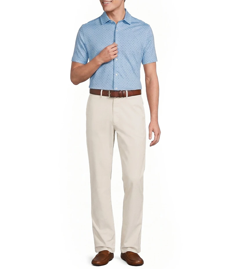 Daniel Cremieux Signature Label Geo Printed Jersey Jacquard Short Sleeve Button Front Shirt