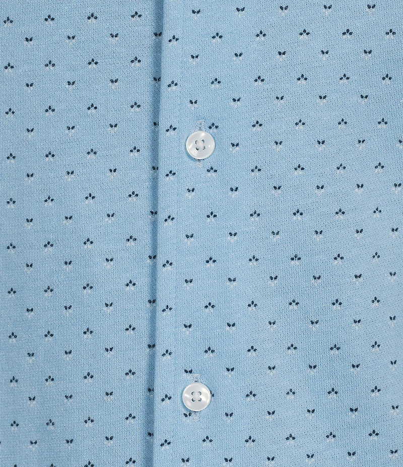 Daniel Cremieux Signature Label Geo Printed Jersey Jacquard Short Sleeve Button Front Shirt