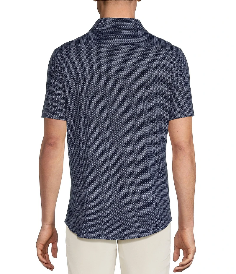 Daniel Cremieux Signature Label Geo Printed Jersey Jacquard Short Sleeve Button Front Shirt