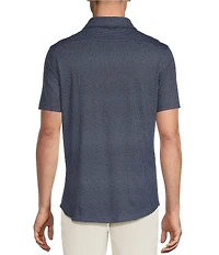 Daniel Cremieux Signature Label Geo Printed Jersey Jacquard Short Sleeve Button Front Shirt