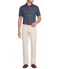 Daniel Cremieux Signature Label Geo Printed Jersey Jacquard Short Sleeve Button Front Shirt