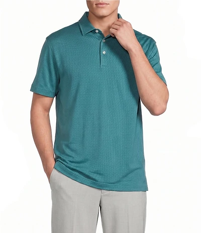 Daniel Cremieux Signature Label Geometric Print Short Sleeve Polo Shirt