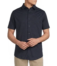 Daniel Cremieux Signature Label Geometric Printed Short Sleeve Button Front Shirt