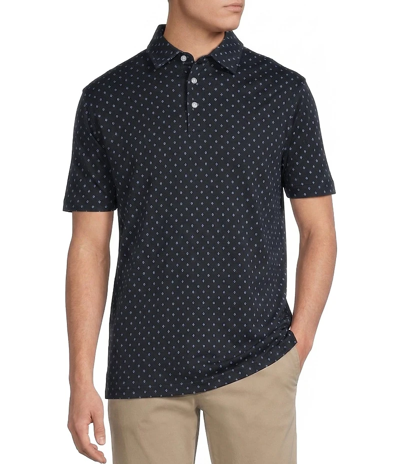 Daniel Cremieux Signature Label Geometric Printed Short Sleeve Polo Shirt