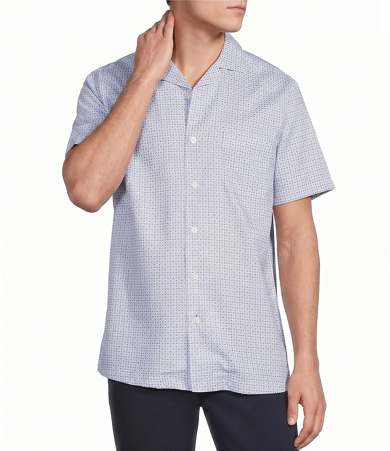 Daniel Cremieux Signature Label Geometric Short Sleeve Woven Camp Shirt