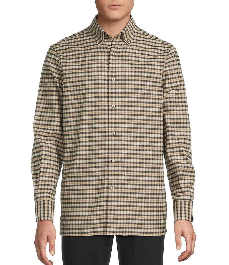 Daniel Cremieux Signature Label Heathered Check Cashmere Blend Long Sleeve Woven Shirt