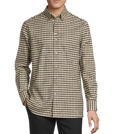 Daniel Cremieux Signature Label Heathered Check Cashmere Blend Long Sleeve Woven Shirt