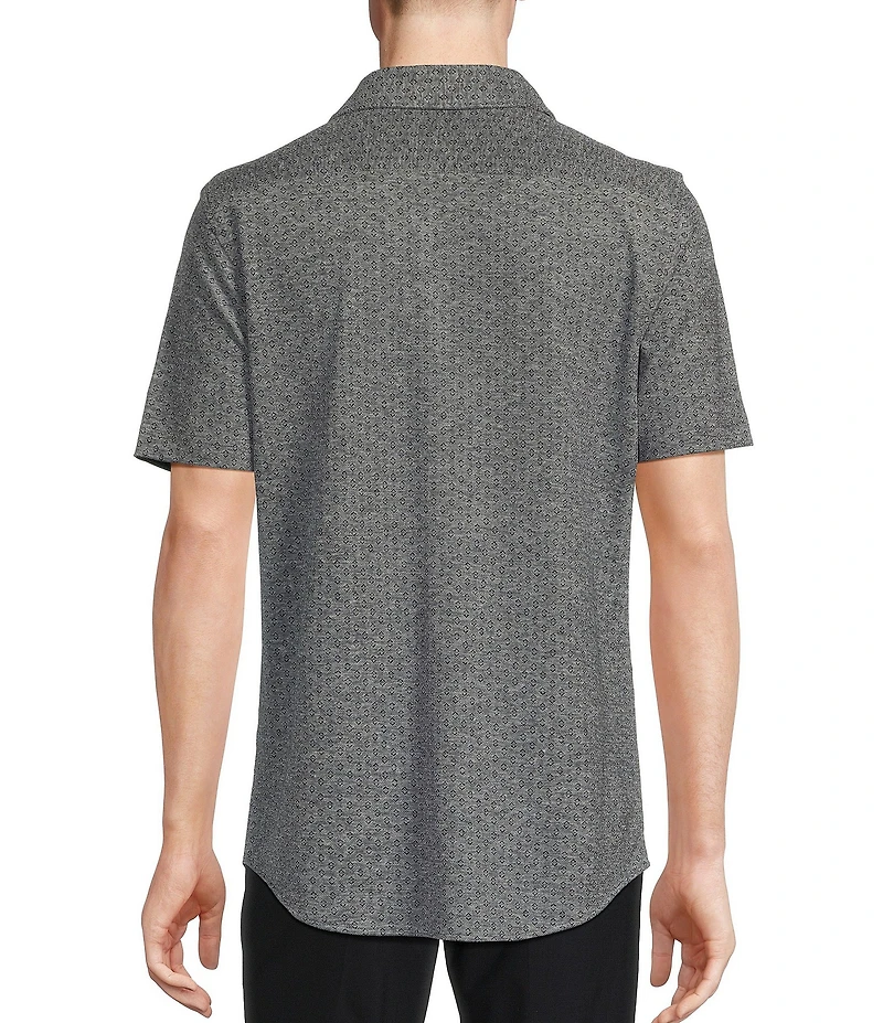 Daniel Cremieux Signature Label Jersey Jacquard Short Sleeve Coatfront Shirt