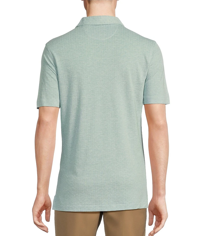 Daniel Cremieux Signature Label Jersey Solid Textured Jacquard Short Sleeve Polo Shirt