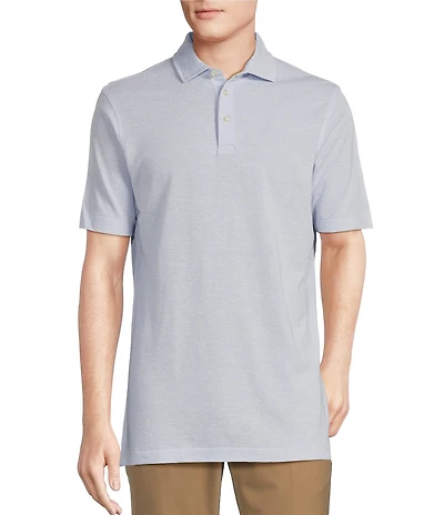 Daniel Cremieux Signature Label Jersey Solid Textured Jacquard Short Sleeve Polo Shirt
