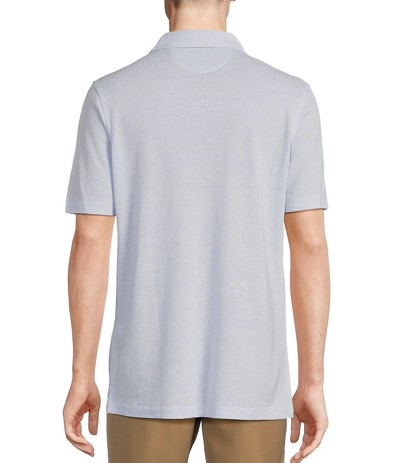 Daniel Cremieux Signature Label Jersey Solid Textured Jacquard Short Sleeve Polo Shirt