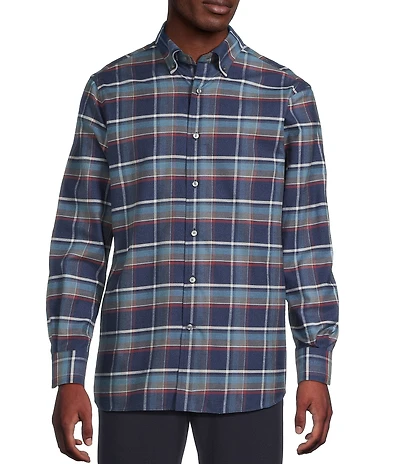Daniel Cremieux Signature Label Large Plaid Cashmere Blend Long Sleeve Woven Shirt