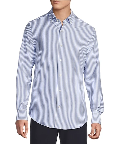 Daniel Cremieux Signature Label Long Sleeve Button Down Luxe Stretch Banker Stripe Woven Shirt