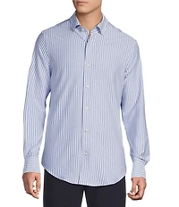 Daniel Cremieux Signature Label Long Sleeve Button Down Luxe Stretch Banker Stripe Woven Shirt