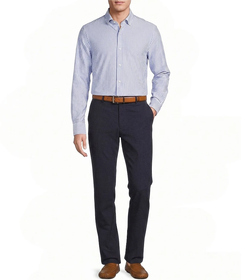 Daniel Cremieux Signature Label Long Sleeve Button Down Luxe Stretch Banker Stripe Woven Shirt